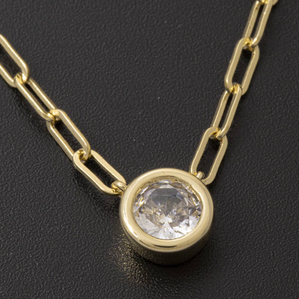 Round Bezel Paperclip Necklace