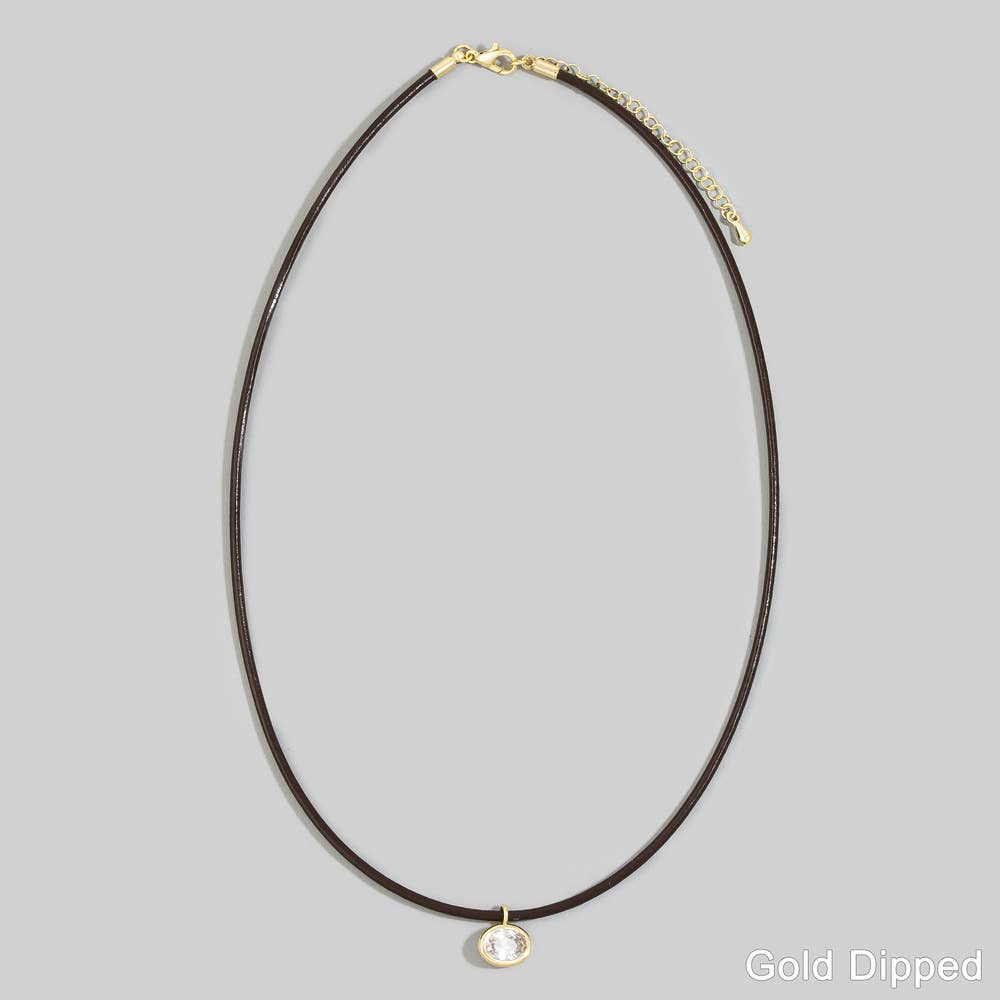 Oval Bezel Cord Pendant Necklace