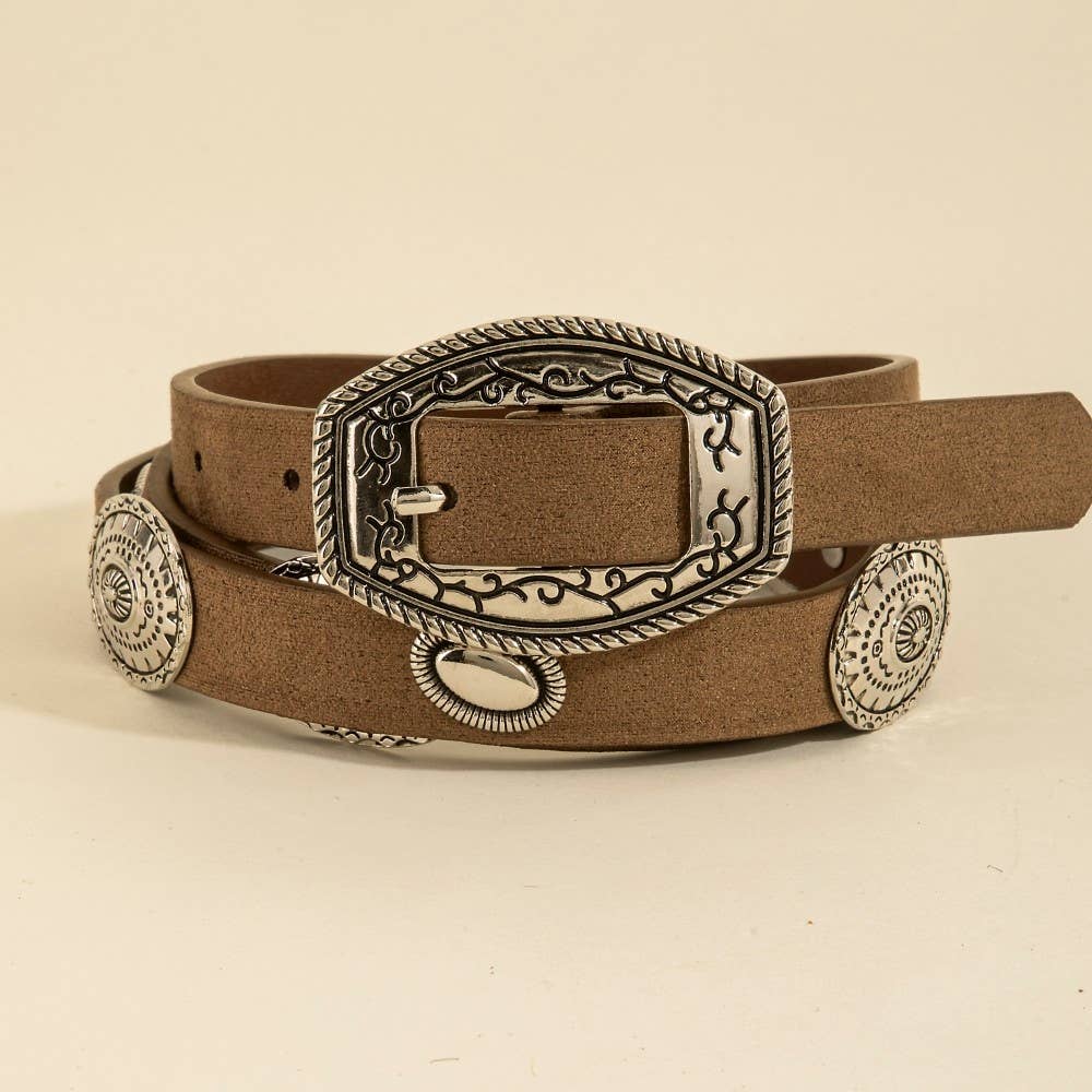 Concho Suede Western Belt