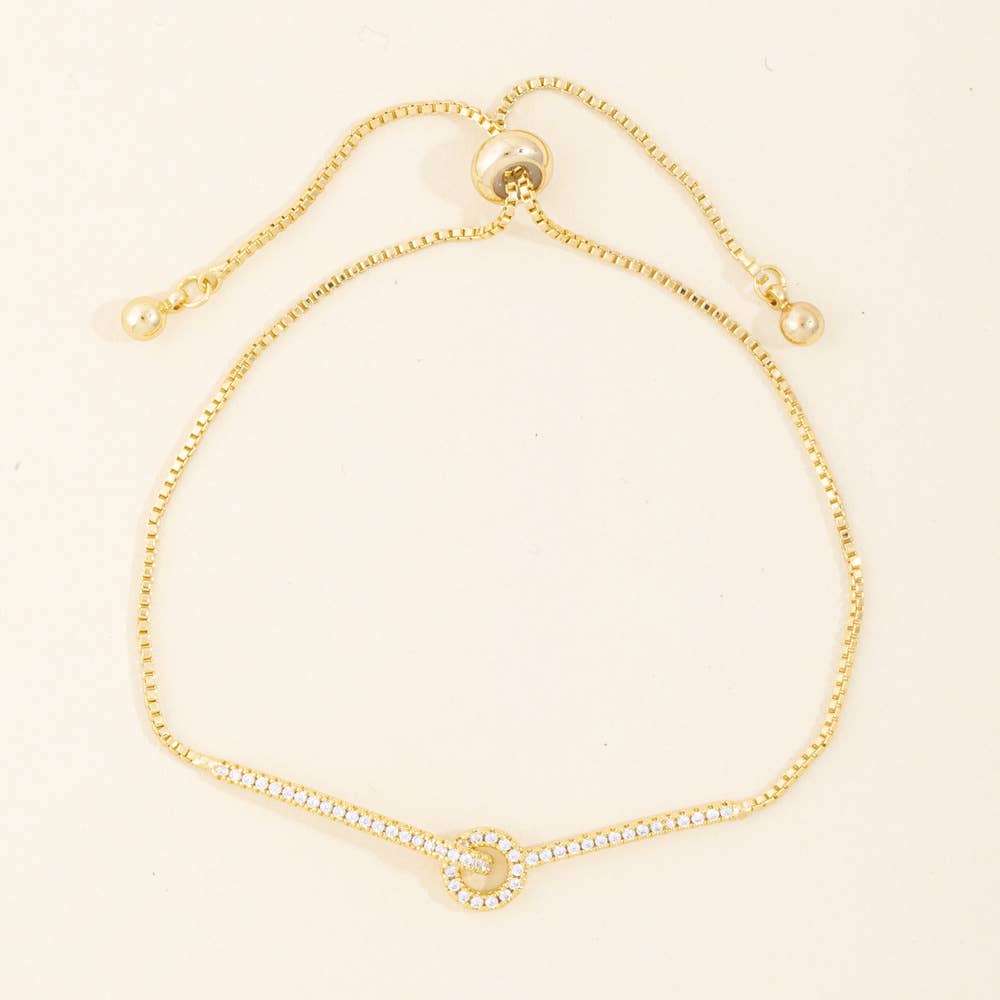 Pave Circle Bar Slider Bracelet