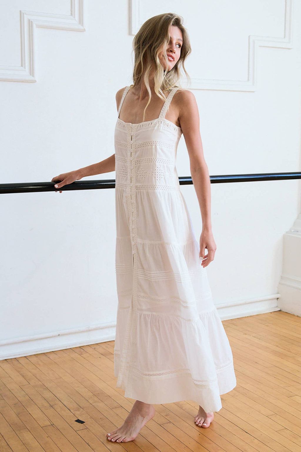 Tiered Woven Maxi with Lace Trim