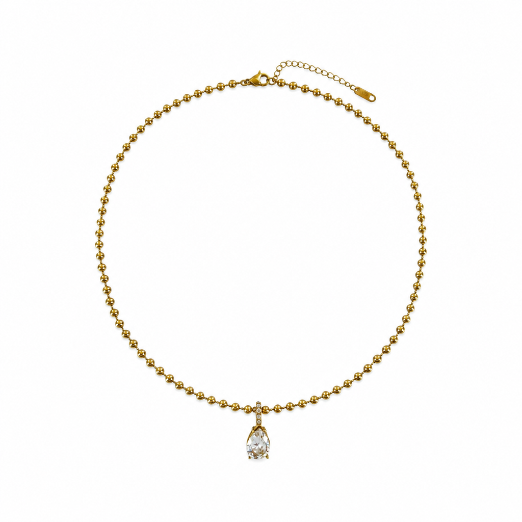 Teardrop Water Resistant Ball Chain Necklace