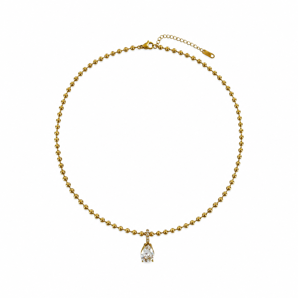 Teardrop Water Resistant Ball Chain Necklace