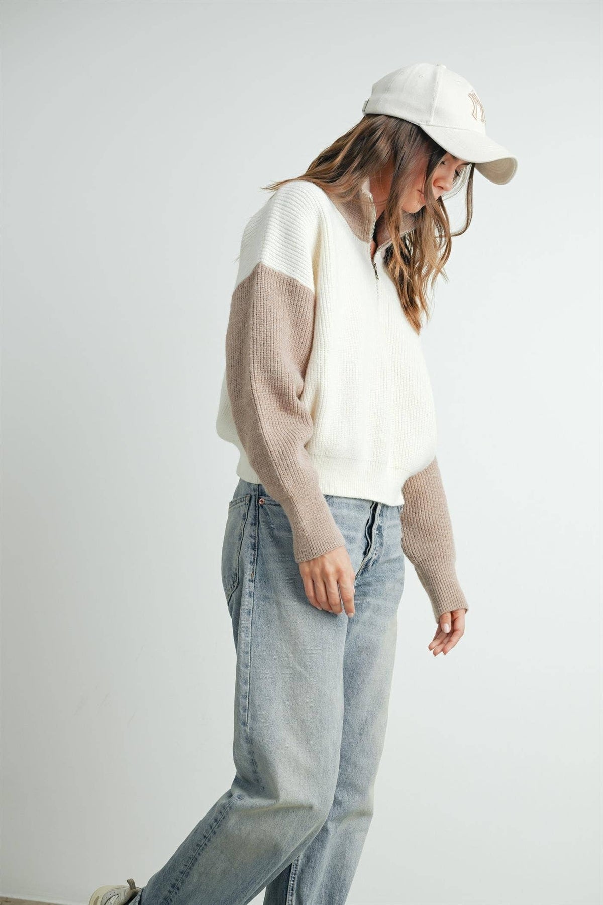 Color Block Half Zip Pullover