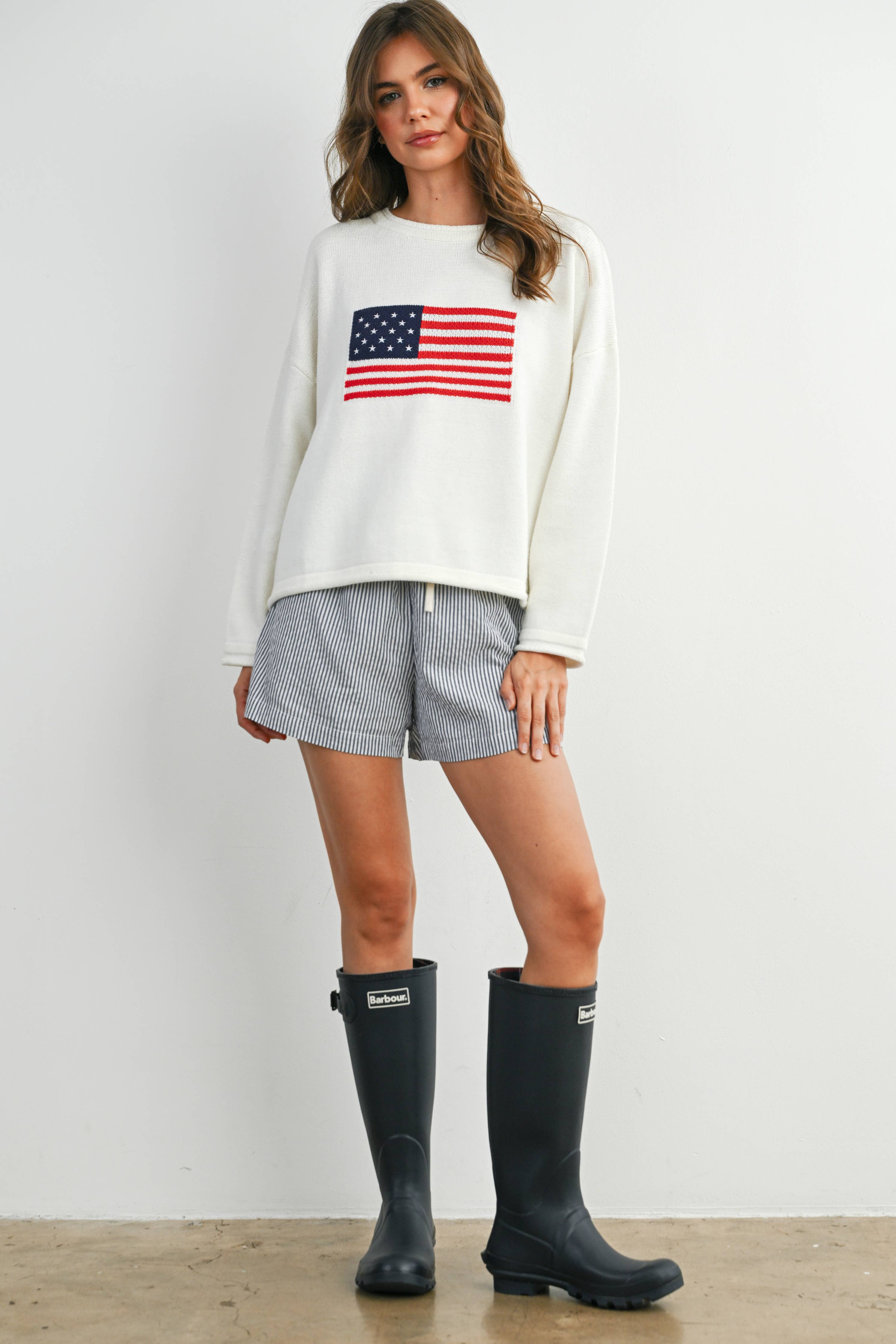 American Flag Roll Neck Sweater