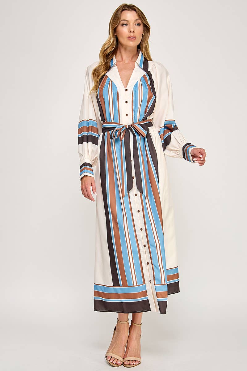 Jolene Belted Maxi Shirt Dress
