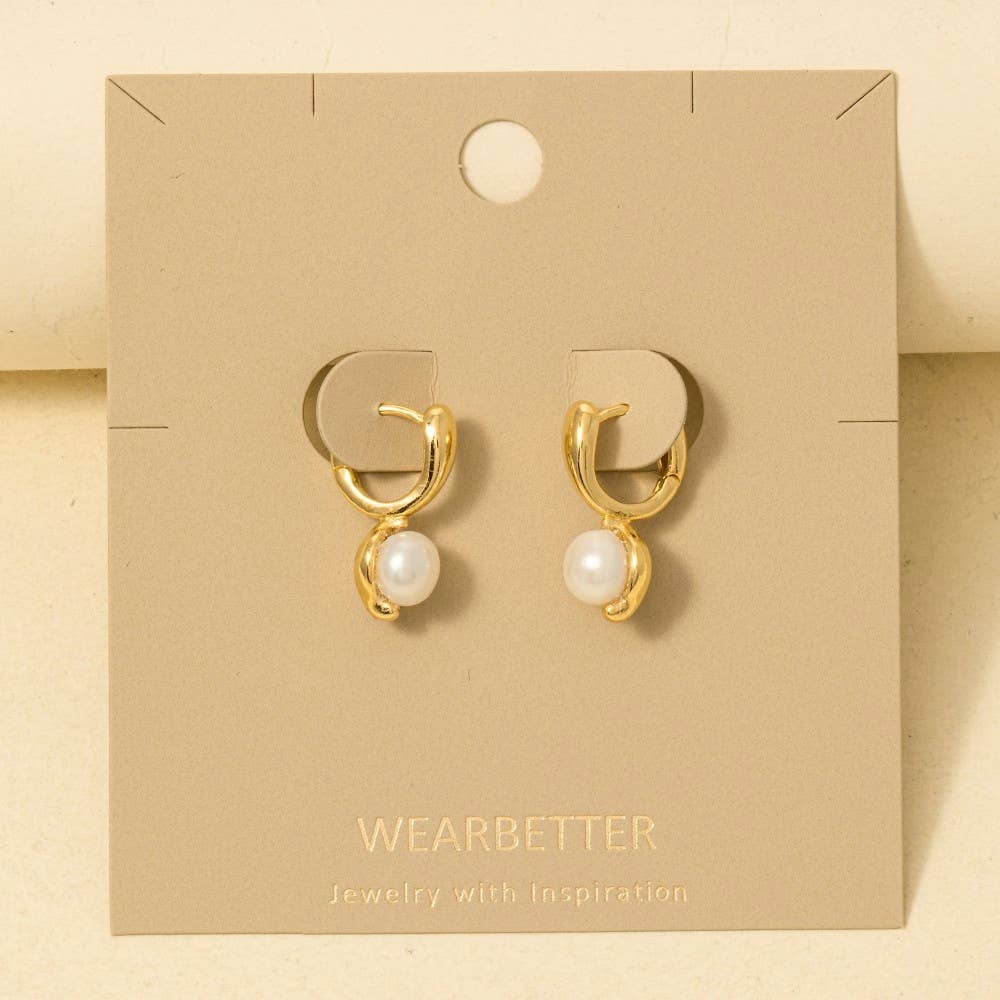 Pearl Drop Huggie Earrings