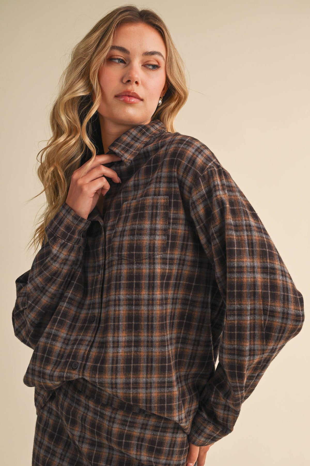 Harper Plaid Button Down and Skirt Set