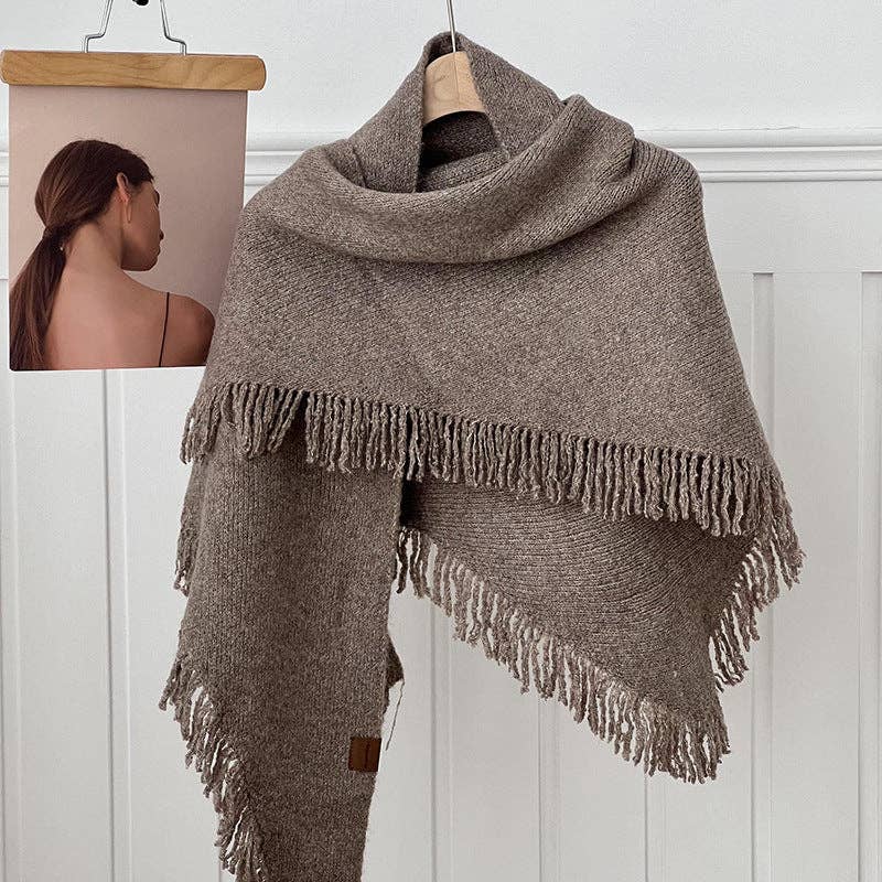 Fringe Knit Shawl Scarf