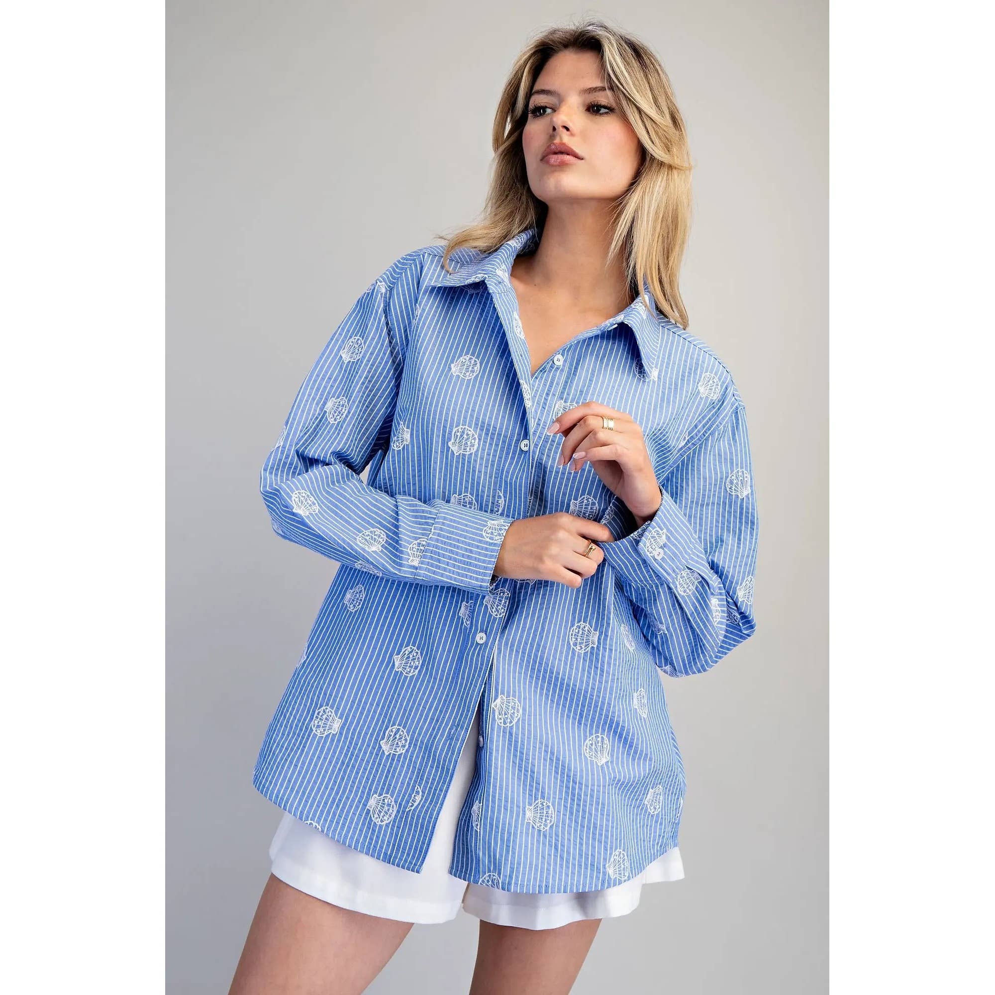 Seashell Embroidered Shirt