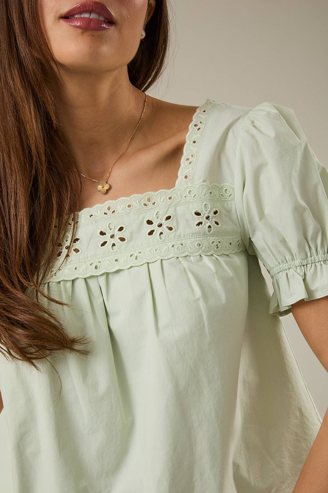 Katie Short Sleeve Eyelet Blouse