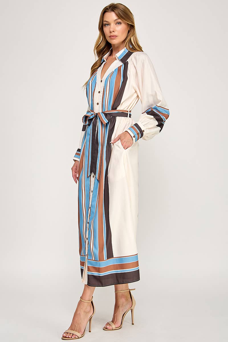 Jolene Belted Maxi Shirt Dress