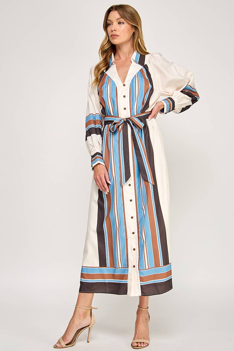 Jolene Belted Maxi Shirt Dress