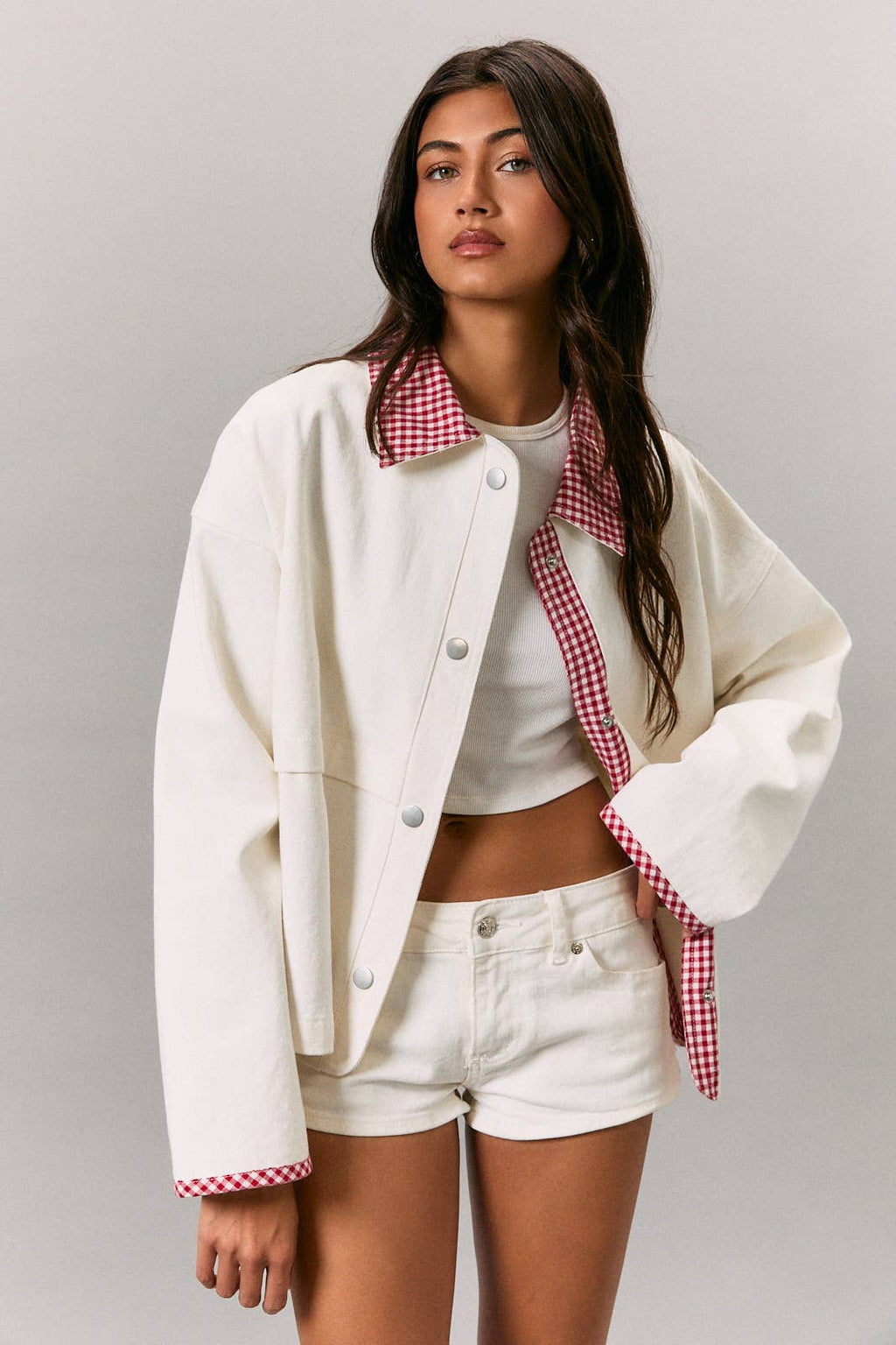 Sophie Gingham Contrast Trim Jacket