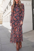 Floral Print Mesh Maxi Dress