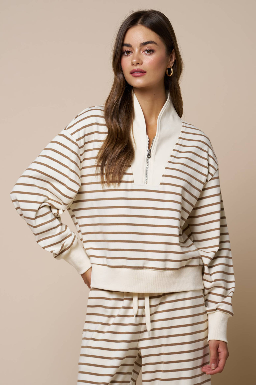 Audrey Stripe Have Zip-Up Sweatshirt