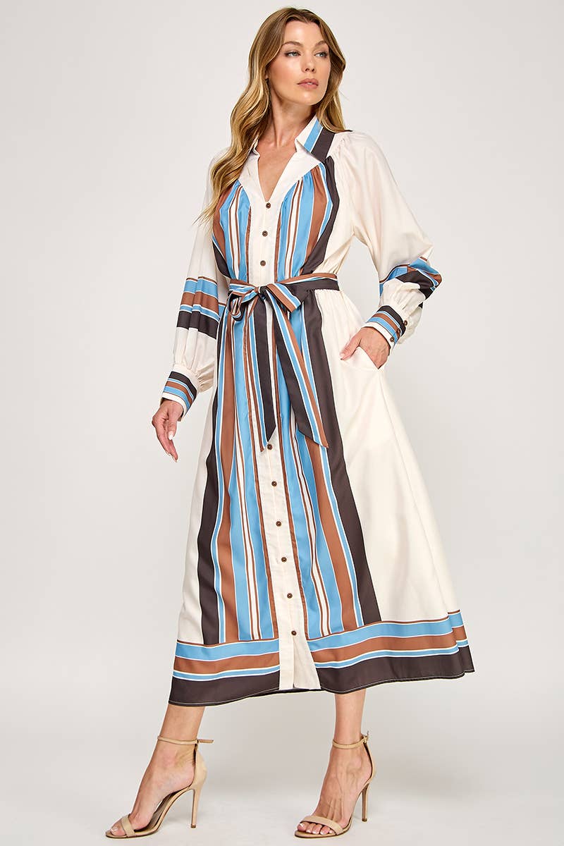 Jolene Belted Maxi Shirt Dress