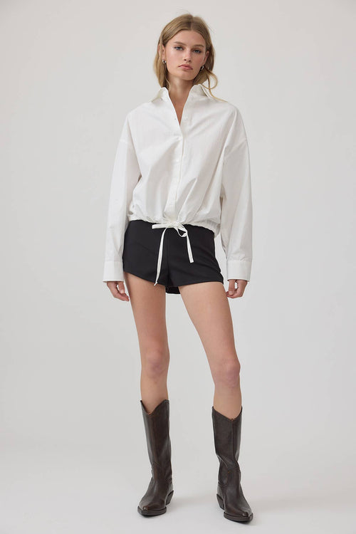 Avery Drawstring Hem Button Up Shirt