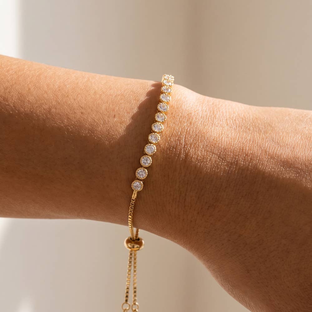 Bezel Tennis Bolo Bracelet