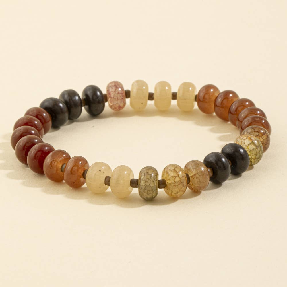 Semi Precious Stone Rondelle Stretch Bracelet