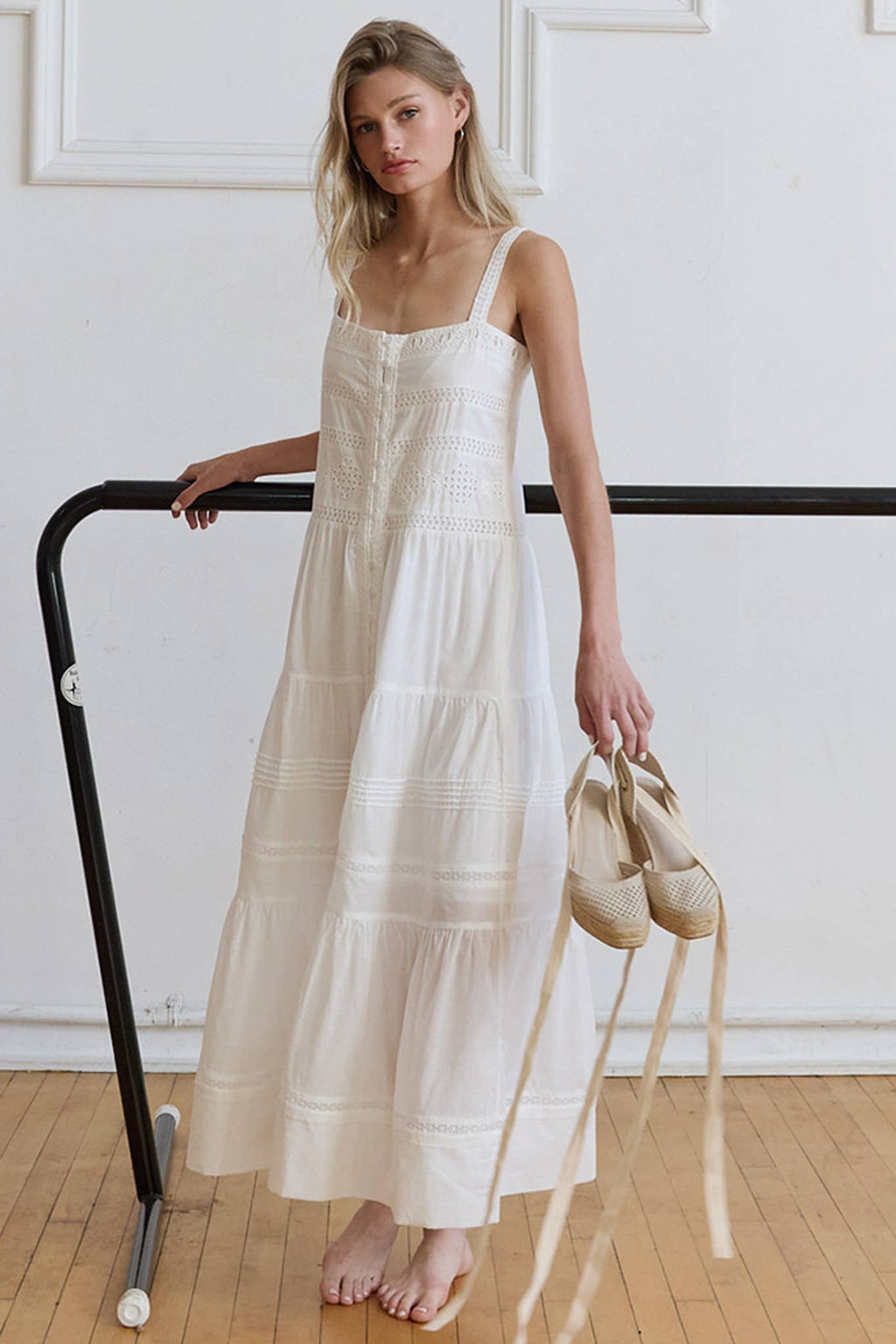 Tiered Woven Maxi with Lace Trim