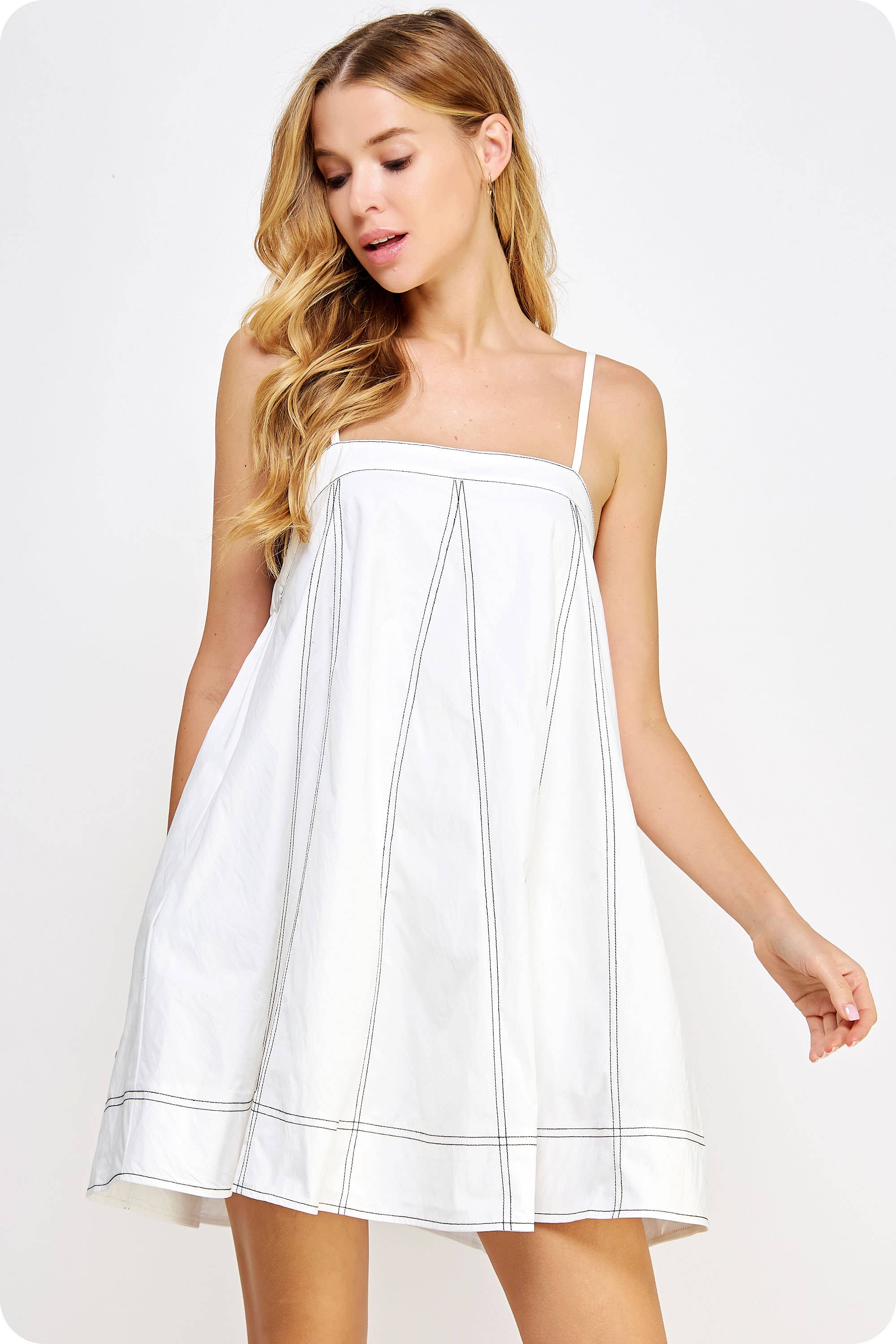 Contrast Top Stitch Dress
