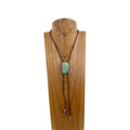 Steamboat Braided Leather and Stone Bolo