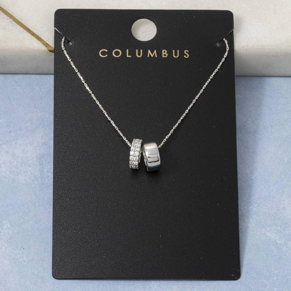 Pave Double Ring Necklace