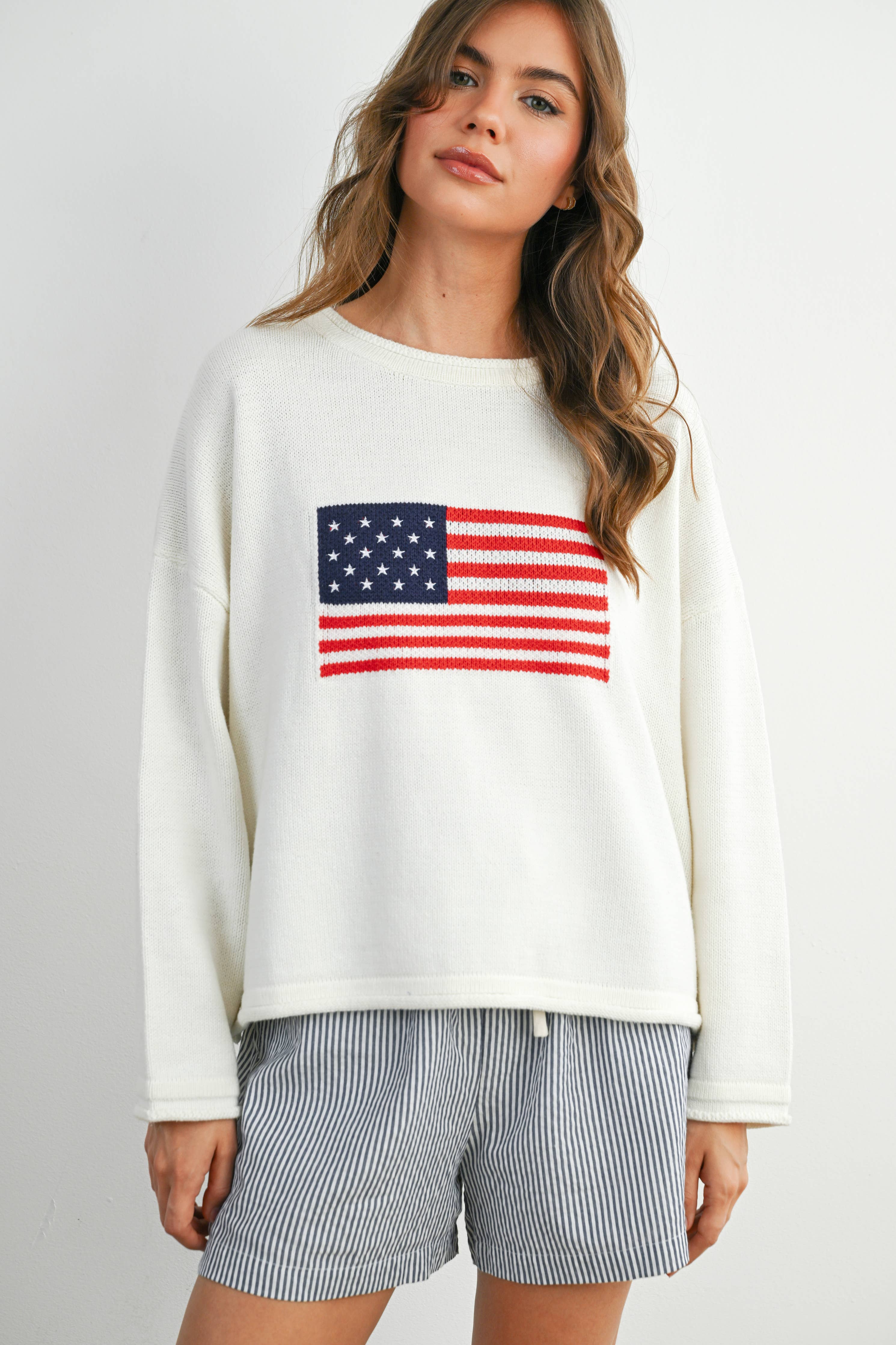 American Flag Roll Neck Sweater
