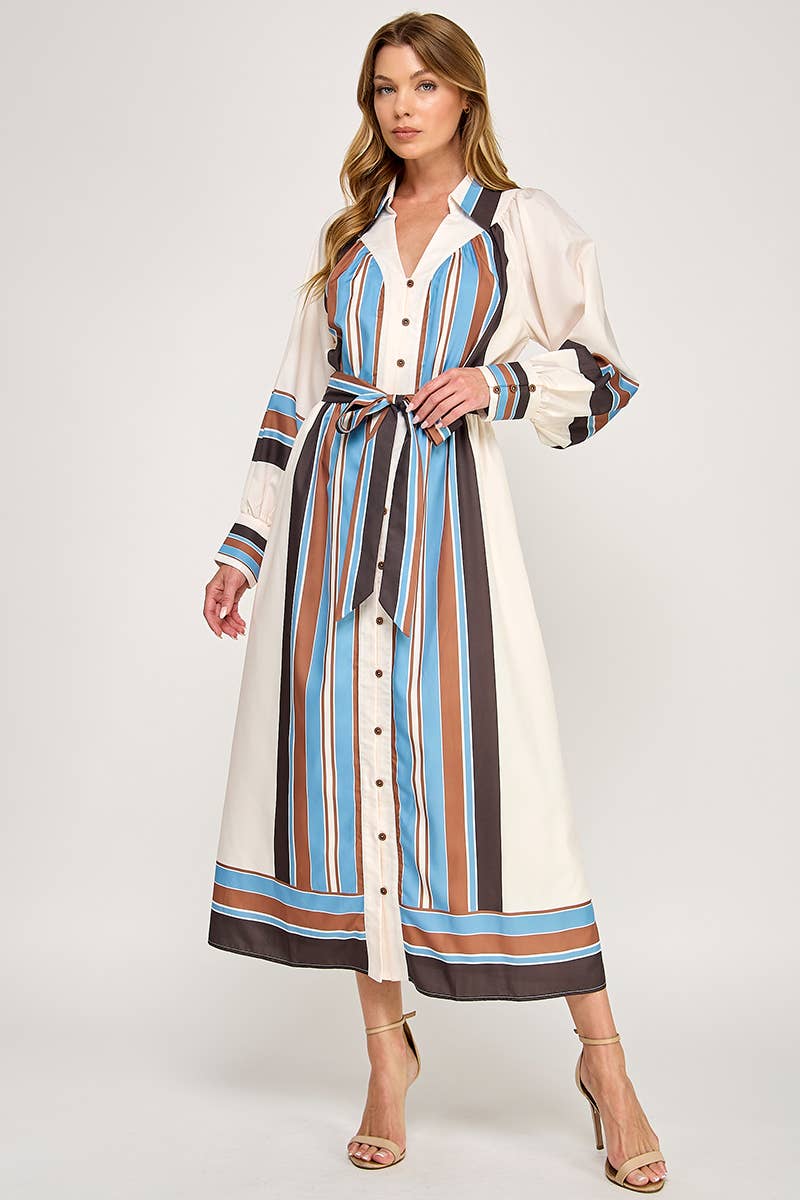 Jolene Belted Maxi Shirt Dress