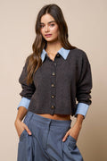 Layered Button Down Sweater Cardigan