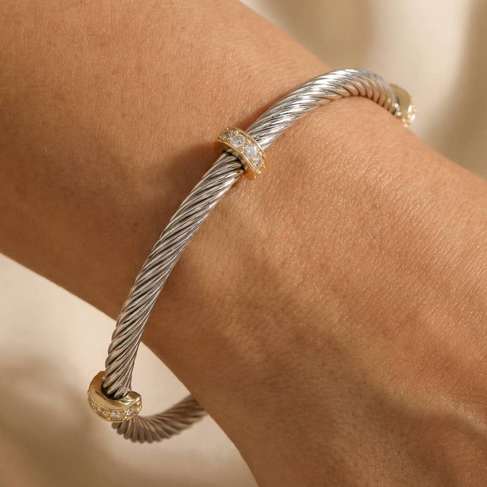 Two Tone Station Rope Cuff Bracelet