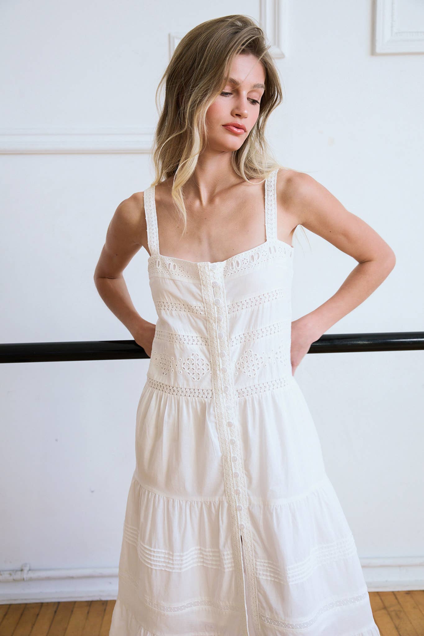 Tiered Woven Maxi with Lace Trim