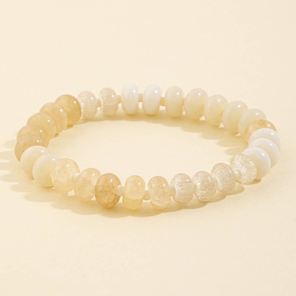 Semi Precious Stone Rondelle Stretch Bracelet
