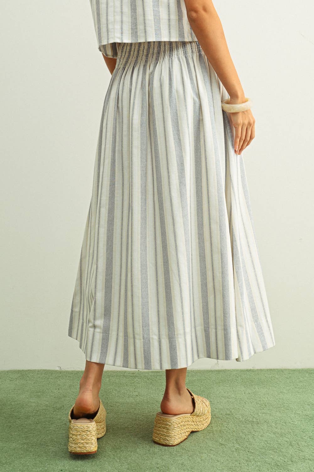 Blake Smocked Stripe Skirt