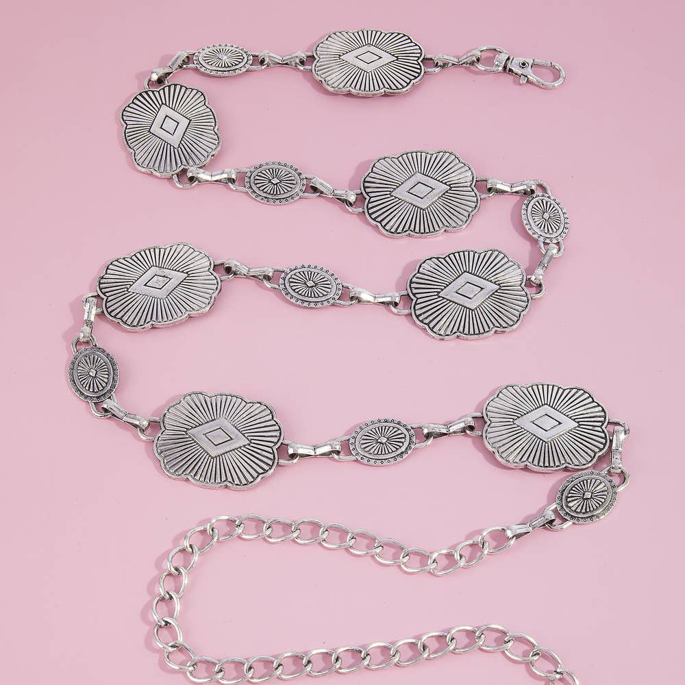 Engraved Concho Medallion Chain Belt