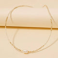 Seed Beaded Pearl Charm Necklace