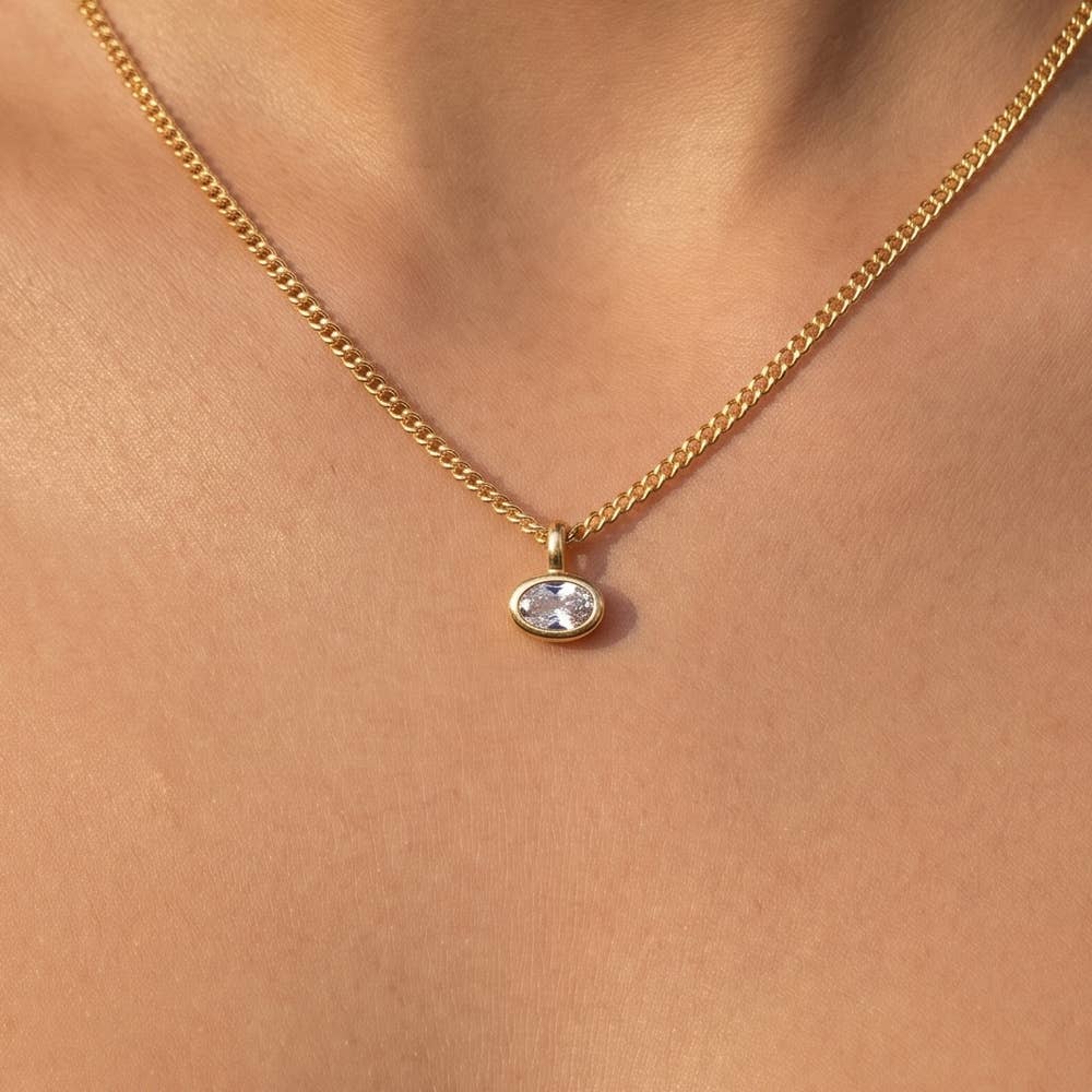 Oval Bezel Solitaire Pendant Necklace