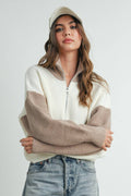 Color Block Half Zip Pullover