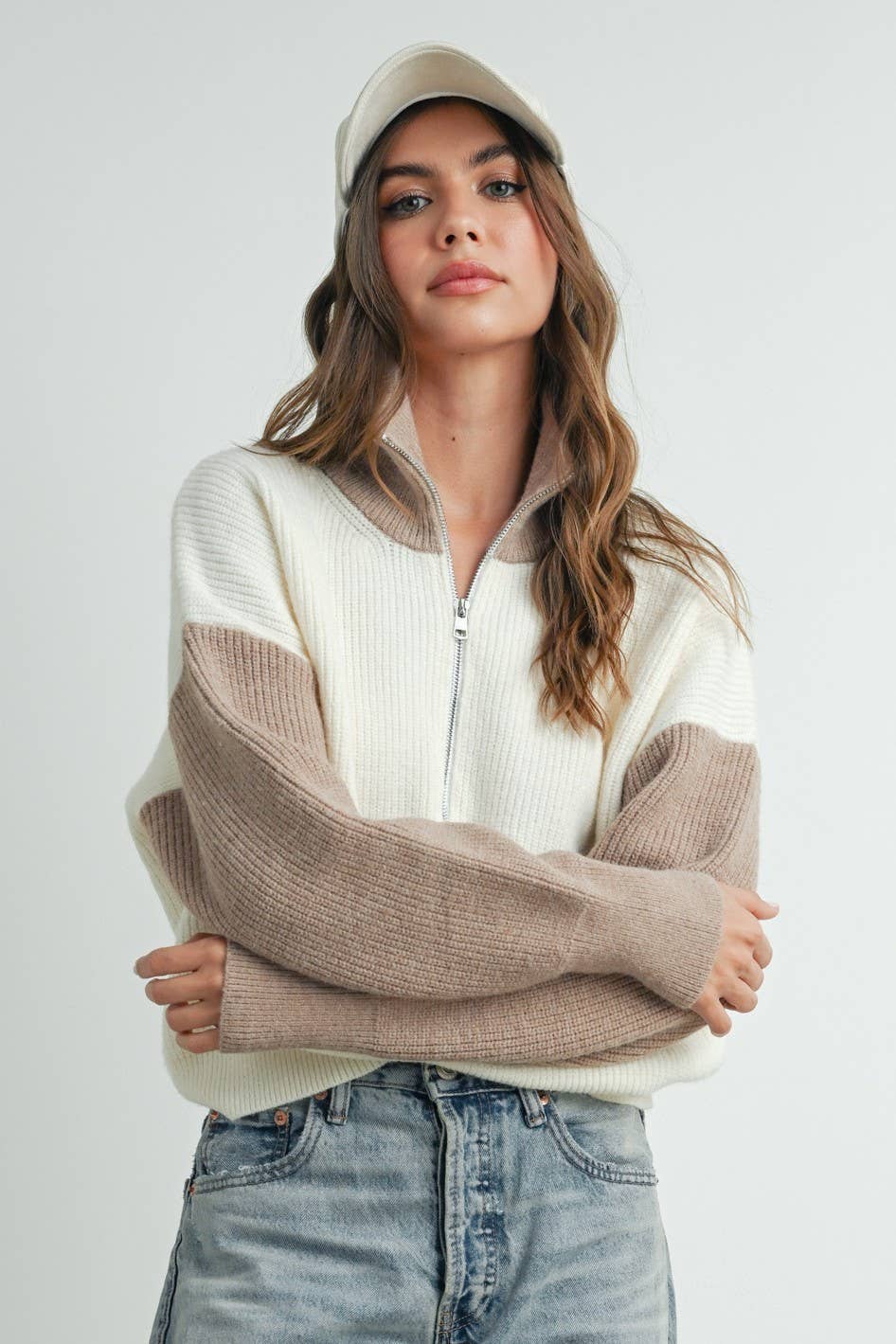 Color Block Half Zip Pullover