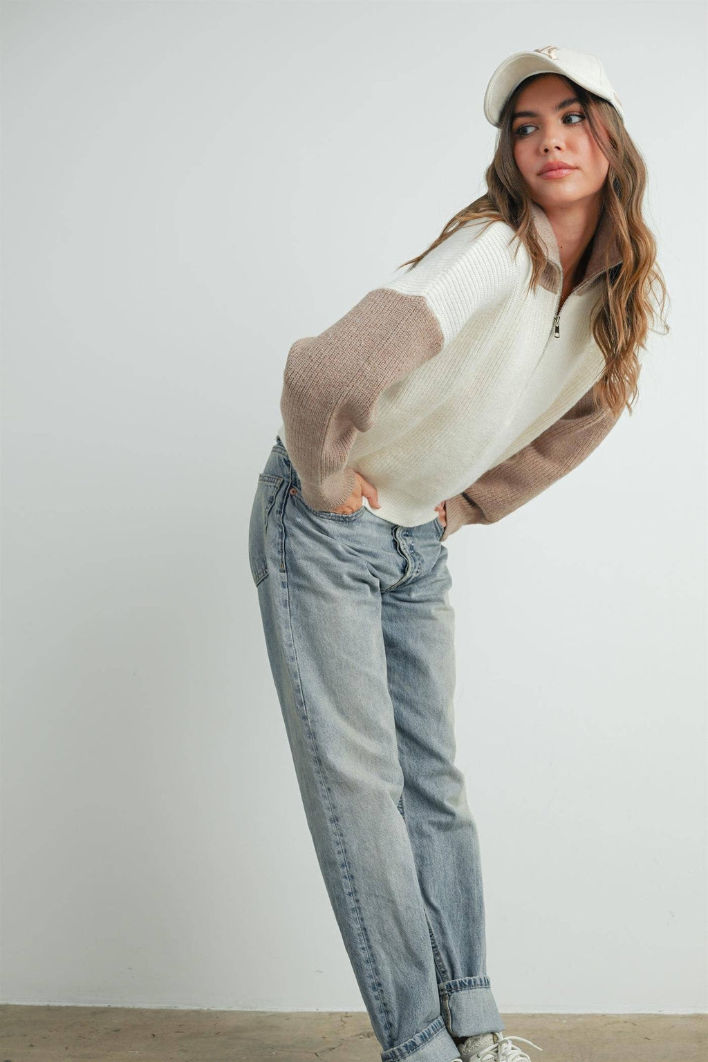 Color Block Half Zip Pullover