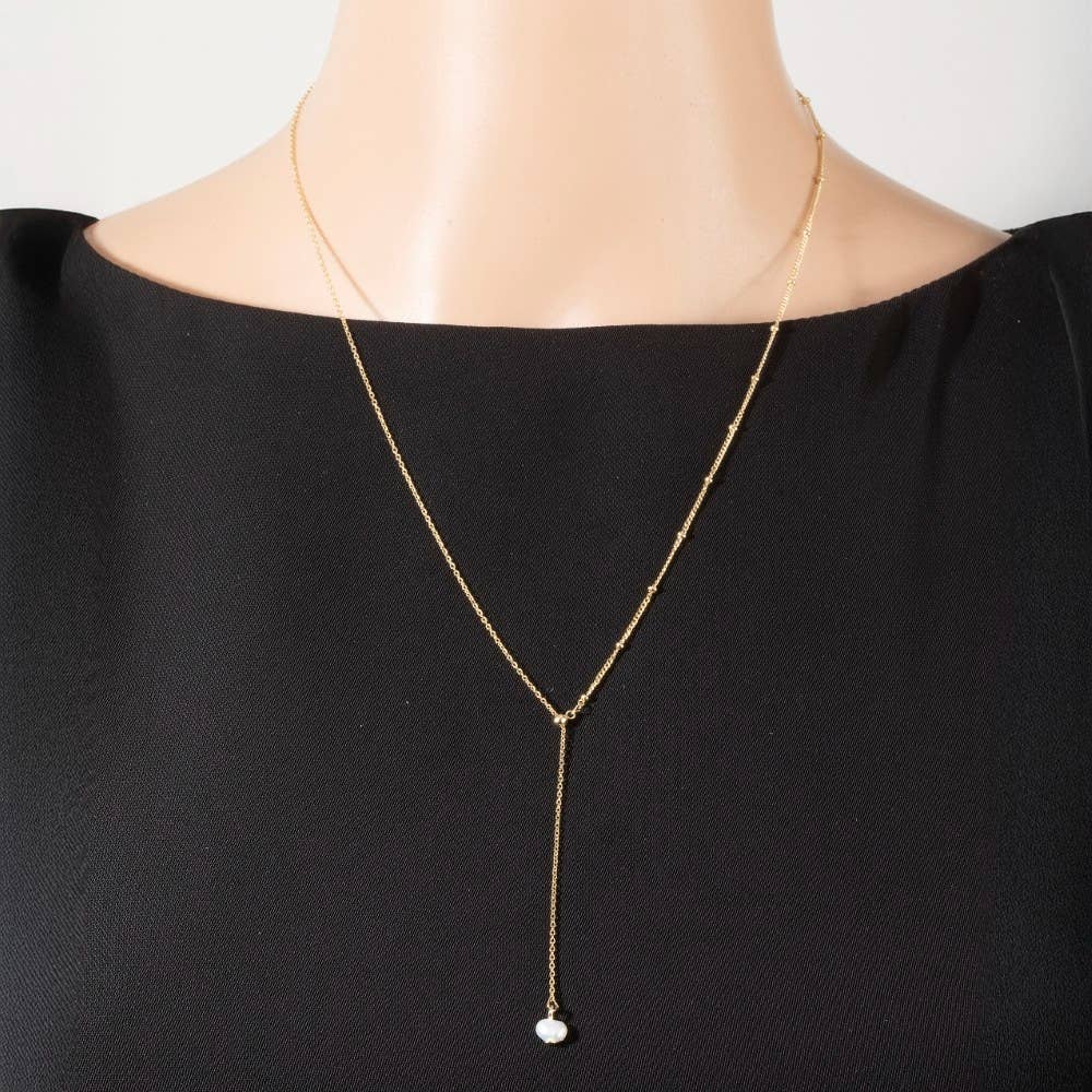 Pearl Charm Lariat Necklace