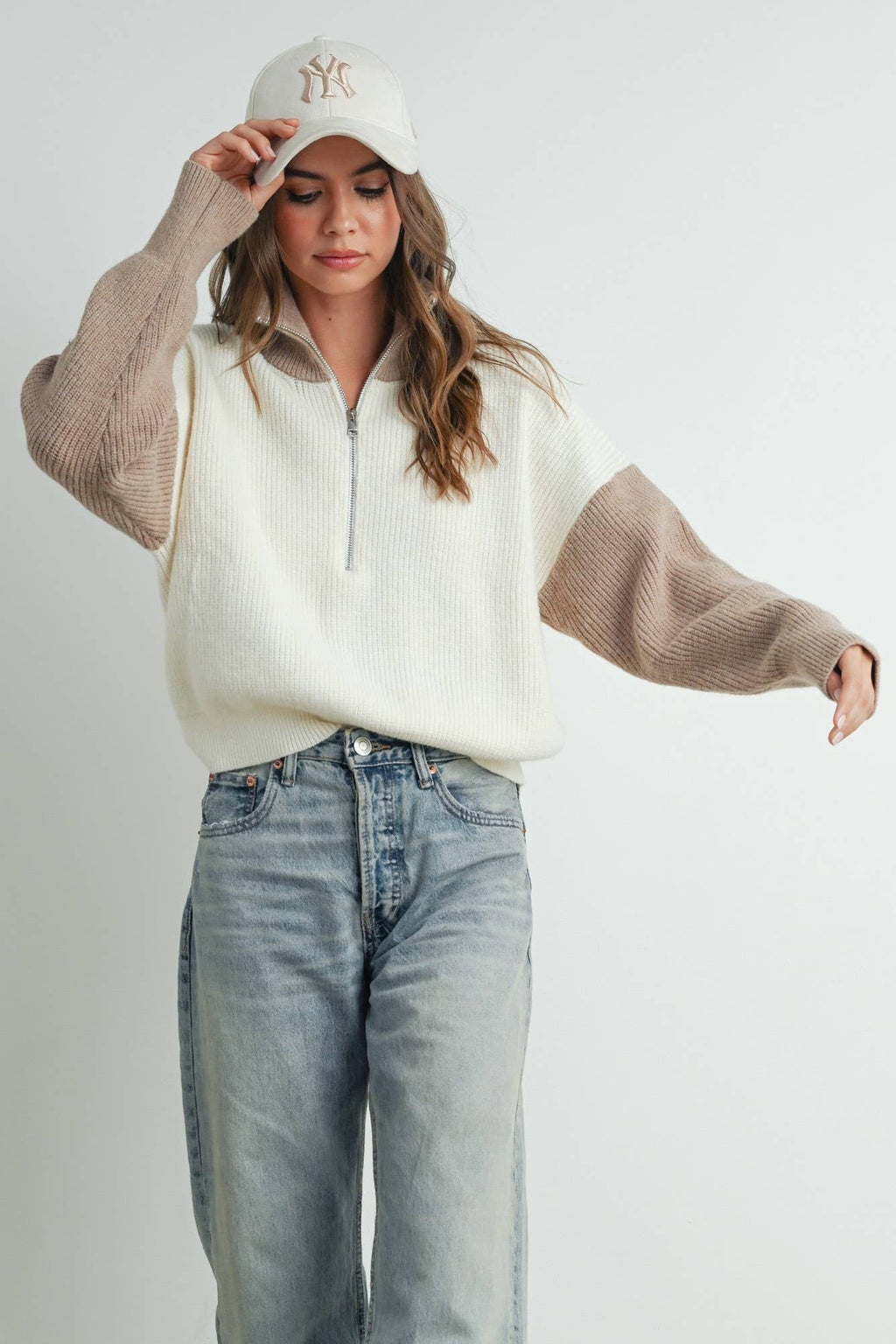 Color Block Half Zip Pullover