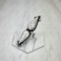 White Double Teardrop Stone Ring
