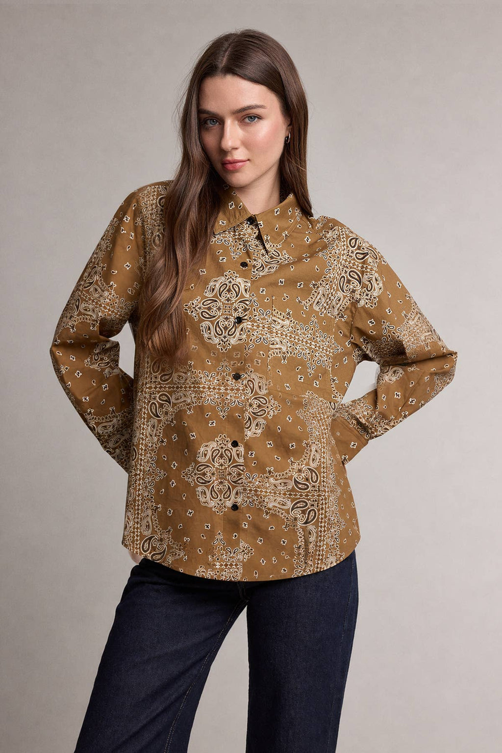 Bandana Print Button-Up Shirt