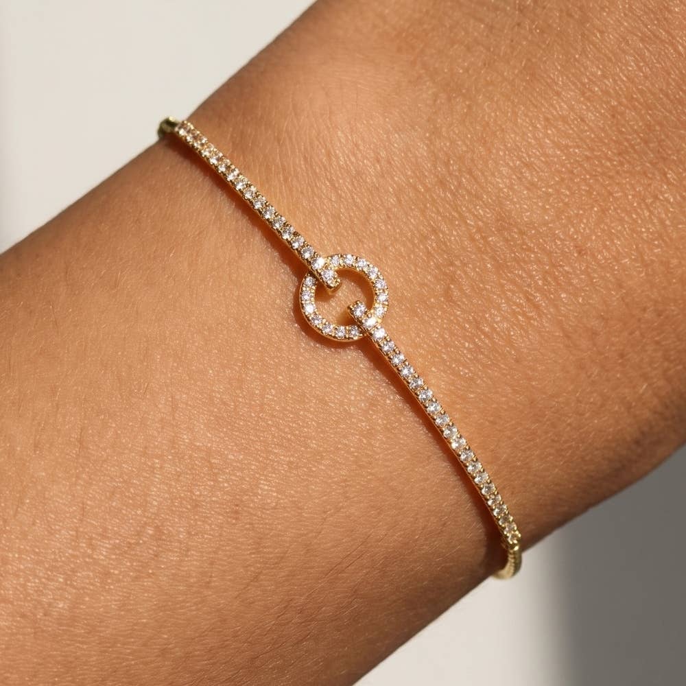 Pave Circle Bar Slider Bracelet