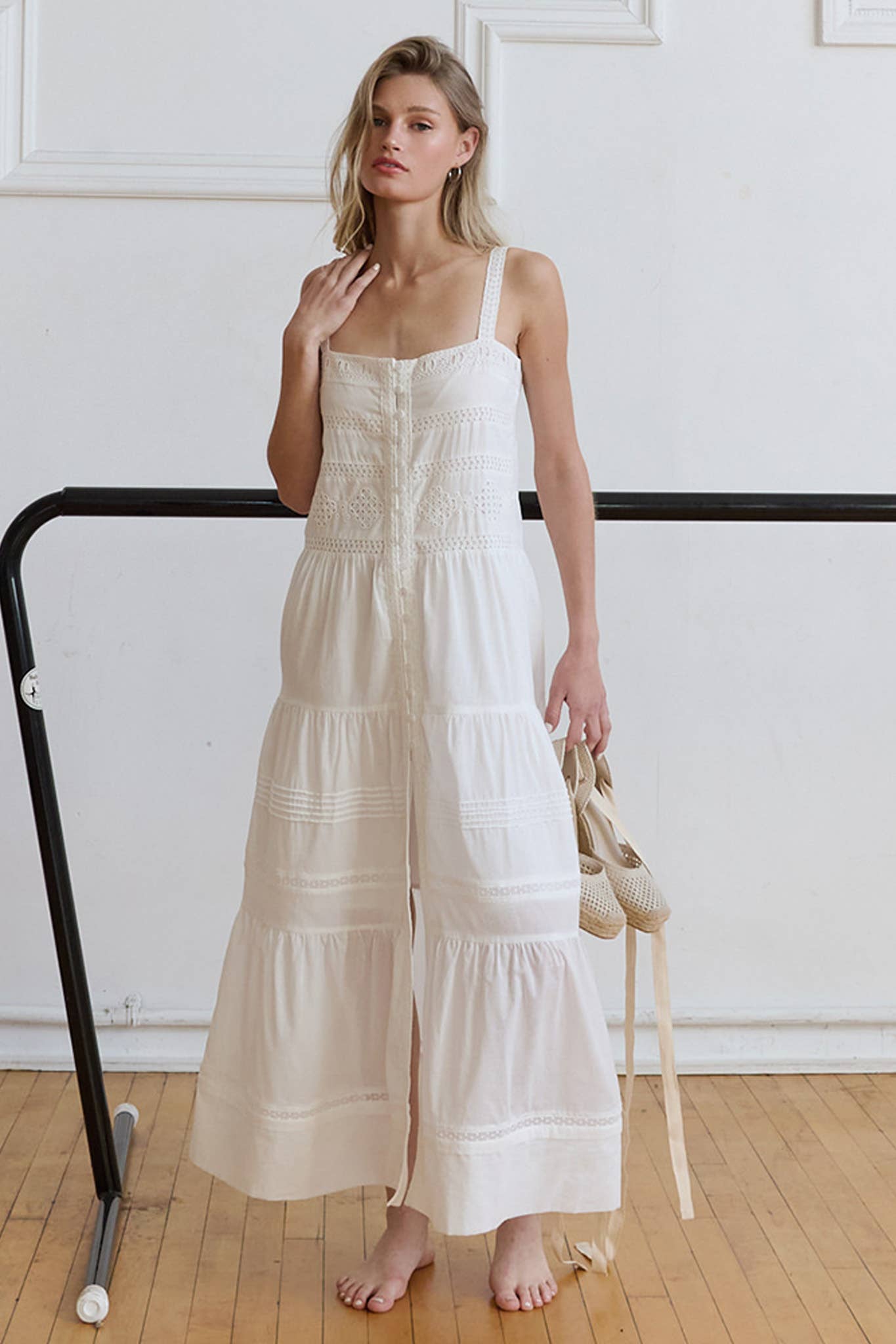 Tiered Woven Maxi with Lace Trim
