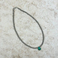 Navajo Pearl Beaded Necklace with Turquoise Drop