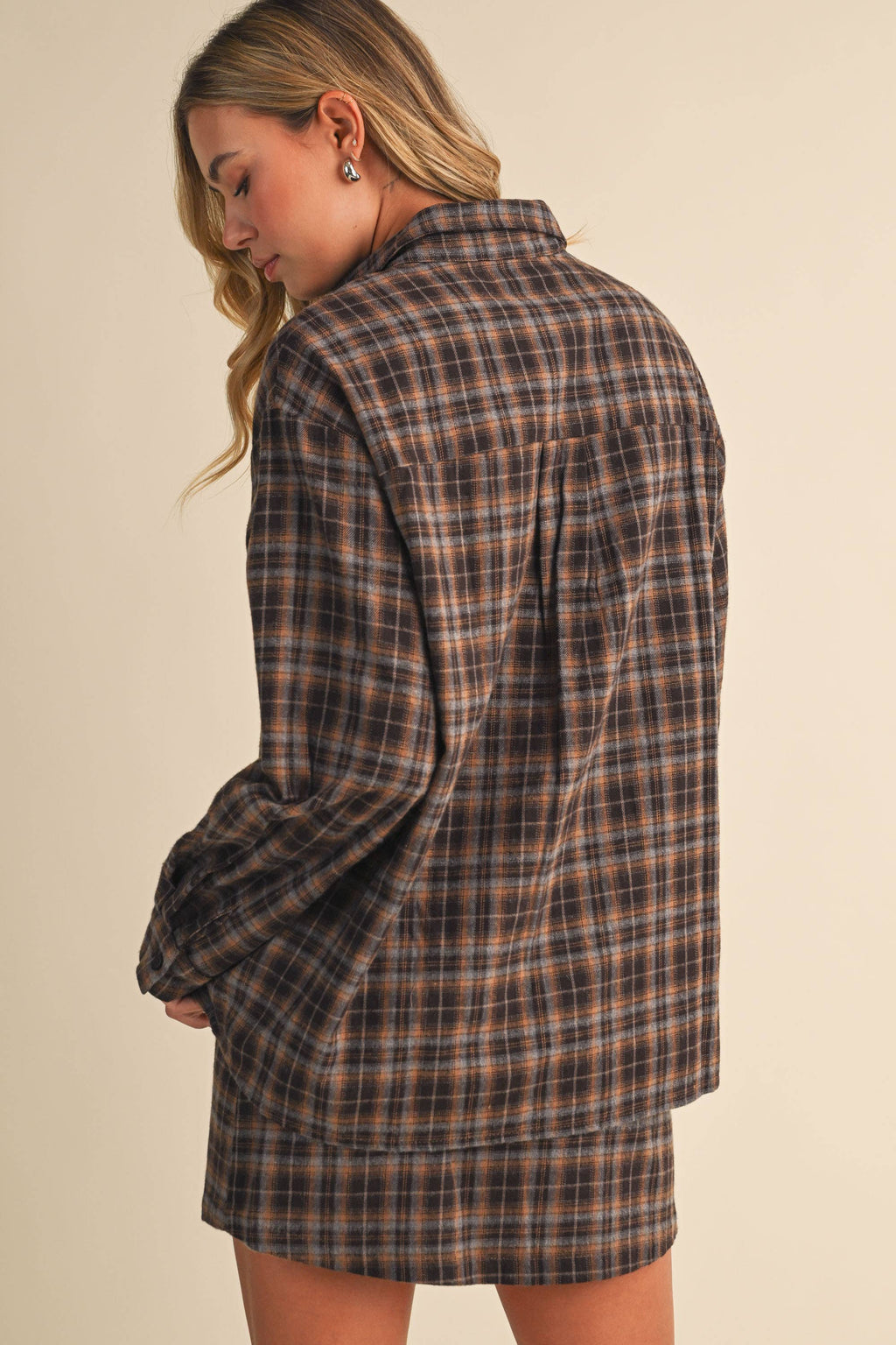 Harper Plaid Button Down and Skirt Set