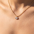 Oval Bezel Pendant Ball Chain Necklace